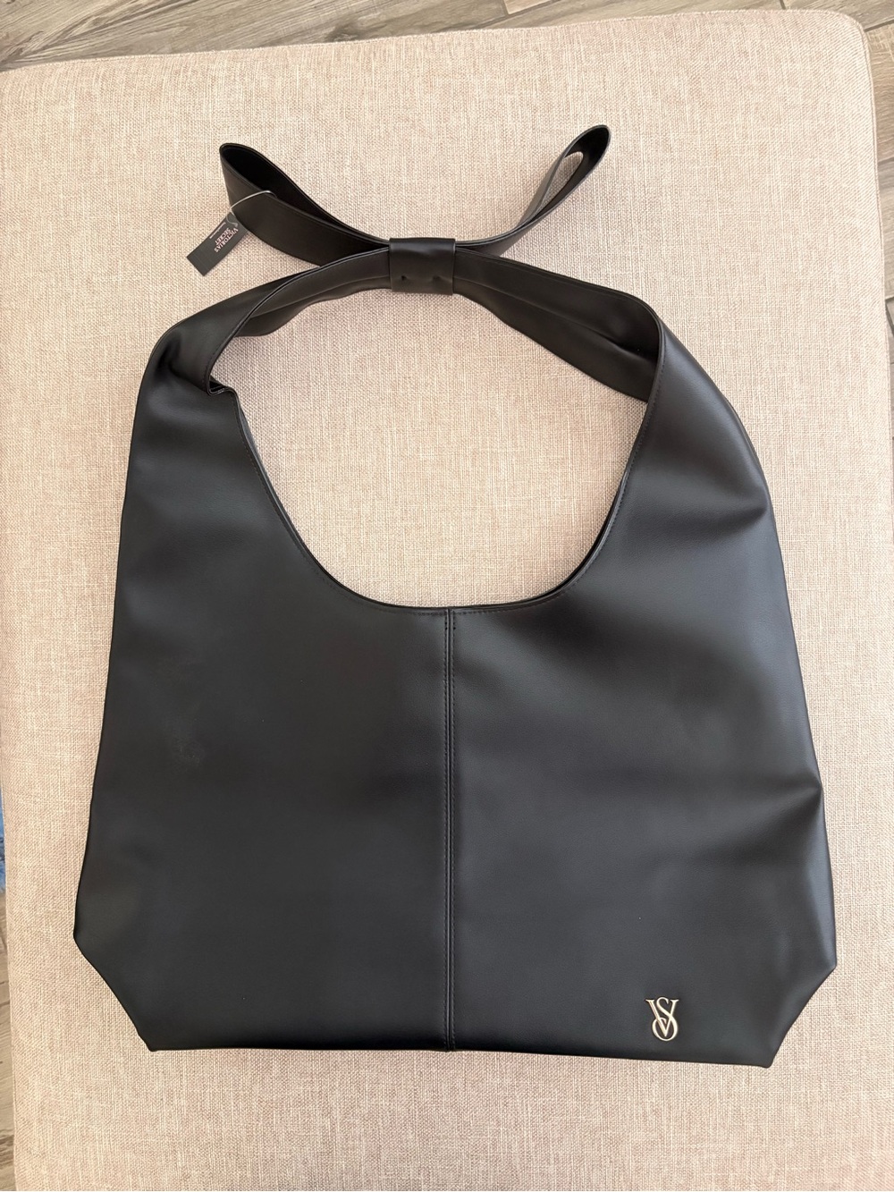 Victoria's Secret Black Shoulder Bag with Bow Strap
